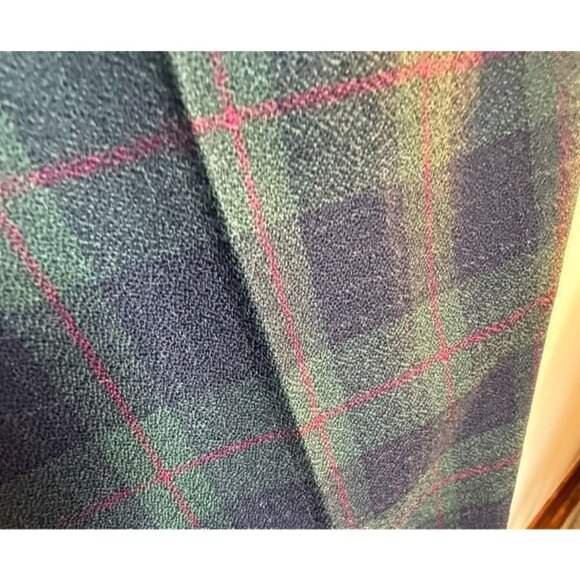Vintage Savannah Wool Pleated Plaid Trousers Size 10 Green & Navy With Red Accen - Picture 4 of 6